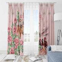 Kentucky Horse Racing Window Curtain Rose Diamond Pattern Pink