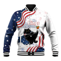 Funny Cat No Kings Baseball Jacket Rejecting Kings Since 1776 - Wonder Print Shop