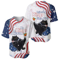 Funny Cat No Kings Baseball Jersey Rejecting Kings Since 1776 - Wonder Print Shop
