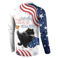 Funny Cat No Kings Button Sweatshirt Rejecting Kings Since 1776 - Wonder Print Shop