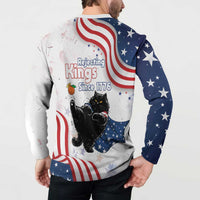 Funny Cat No Kings Button Sweatshirt Rejecting Kings Since 1776 - Wonder Print Shop