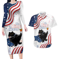 Funny Cat No Kings Couples Matching Long Sleeve Bodycon Dress and Hawaiian Shirt Rejecting Kings Since 1776 - Wonder Print Shop