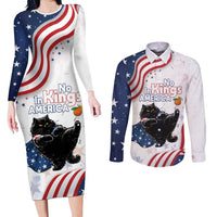 Funny Cat No Kings Couples Matching Long Sleeve Bodycon Dress and Long Sleeve Button Shirt Rejecting Kings Since 1776 - Wonder Print Shop