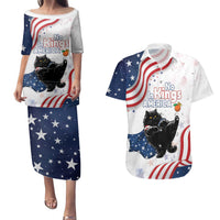 Funny Cat No Kings Couples Matching Puletasi and Hawaiian Shirt Rejecting Kings Since 1776 - Wonder Print Shop