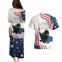 Funny Cat No Kings Couples Matching Puletasi and Hawaiian Shirt Rejecting Kings Since 1776 - Wonder Print Shop