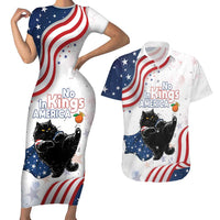 Funny Cat No Kings Couples Matching Short Sleeve Bodycon Dress and Hawaiian Shirt Rejecting Kings Since 1776 - Wonder Print Shop