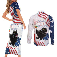 Funny Cat No Kings Couples Matching Short Sleeve Bodycon Dress and Long Sleeve Button Shirt Rejecting Kings Since 1776 - Wonder Print Shop