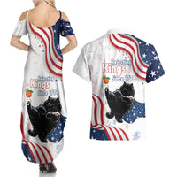 Funny Cat No Kings Couples Matching Summer Maxi Dress and Hawaiian Shirt Rejecting Kings Since 1776 - Wonder Print Shop