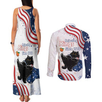 Funny Cat No Kings Couples Matching Tank Maxi Dress and Long Sleeve Button Shirt Rejecting Kings Since 1776 - Wonder Print Shop