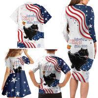 Funny Cat No Kings Family Matching Long Sleeve Bodycon Dress and Hawaiian Shirt Rejecting Kings Since 1776 - Wonder Print Shop