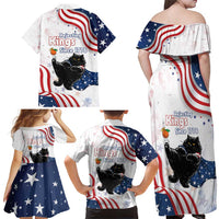 Funny Cat No Kings Family Matching Off Shoulder Maxi Dress and Hawaiian Shirt Rejecting Kings Since 1776 - Wonder Print Shop