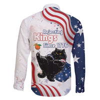 Funny Cat No Kings Family Matching Off Shoulder Maxi Dress and Hawaiian Shirt Rejecting Kings Since 1776 - Wonder Print Shop