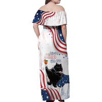 Funny Cat No Kings Family Matching Off Shoulder Maxi Dress and Hawaiian Shirt Rejecting Kings Since 1776 - Wonder Print Shop
