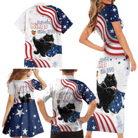 Funny Cat No Kings Family Matching Short Sleeve Bodycon Dress and Hawaiian Shirt Rejecting Kings Since 1776 - Wonder Print Shop