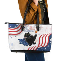 Funny Cat No Kings Leather Tote Bag Rejecting Kings Since 1776 - Wonder Print Shop