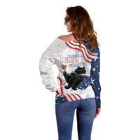 Funny Cat No Kings Off Shoulder Sweater Rejecting Kings Since 1776 - Wonder Print Shop