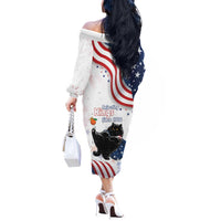 Funny Cat No Kings Off The Shoulder Long Sleeve Dress Rejecting Kings Since 1776 - Wonder Print Shop