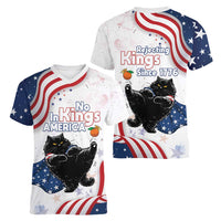 Funny Cat No Kings Women V-Neck T-Shirt Rejecting Kings Since 1776 - Wonder Print Shop