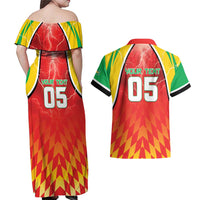 Custom Guyana Cricket Couples Matching Off Shoulder Maxi Dress and Hawaiian Shirt Amazon Warriors Glorious Victory - Wonder Print Shop
