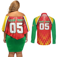 Custom Guyana Cricket Couples Matching Off Shoulder Short Dress and Long Sleeve Button Shirt Amazon Warriors Glorious Victory - Wonder Print Shop