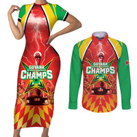 Custom Guyana Cricket Couples Matching Short Sleeve Bodycon Dress and Long Sleeve Button Shirt Amazon Warriors Glorious Victory - Wonder Print Shop