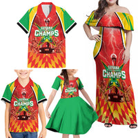 Custom Guyana Cricket Family Matching Off Shoulder Maxi Dress and Hawaiian Shirt Amazon Warriors Glorious Victory - Wonder Print Shop