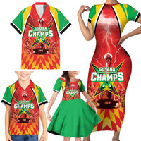 Custom Guyana Cricket Family Matching Short Sleeve Bodycon Dress and Hawaiian Shirt Amazon Warriors Glorious Victory - Wonder Print Shop