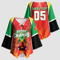Custom Guyana Cricket Kimono Sleeve Blouse Amazon Warriors Glorious Victory - Wonder Print Shop