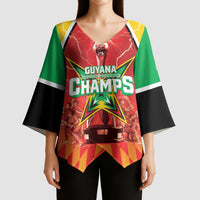 Custom Guyana Cricket Kimono Sleeve Blouse Amazon Warriors Glorious Victory - Wonder Print Shop