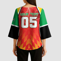 Custom Guyana Cricket Kimono Sleeve Blouse Amazon Warriors Glorious Victory - Wonder Print Shop