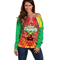 Custom Guyana Cricket Off Shoulder Sweater Amazon Warriors Glorious Victory - Wonder Print Shop