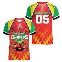 Custom Guyana Cricket Women V-Neck T-Shirt Amazon Warriors Glorious Victory - Wonder Print Shop