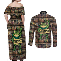 Resist Frog Couples Matching Off Shoulder Maxi Dress and Long Sleeve Button Shirt Protest Free Portland LT05