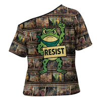 Resist Frog Cross Shoulder Shirt Protest Free Portland LT05