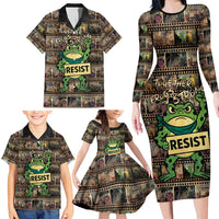 Resist Frog Family Matching Long Sleeve Bodycon Dress and Hawaiian Shirt Protest Free Portland LT05