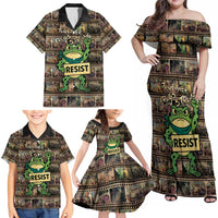 Resist Frog Family Matching Off Shoulder Maxi Dress and Hawaiian Shirt Protest Free Portland LT05