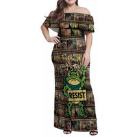 Resist Frog Family Matching Off Shoulder Maxi Dress and Hawaiian Shirt Protest Free Portland LT05