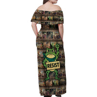 Resist Frog Family Matching Off Shoulder Maxi Dress and Hawaiian Shirt Protest Free Portland LT05
