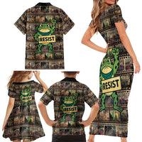 Resist Frog Family Matching Short Sleeve Bodycon Dress and Hawaiian Shirt Protest Free Portland LT05