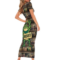 Resist Frog Family Matching Short Sleeve Bodycon Dress and Hawaiian Shirt Protest Free Portland LT05