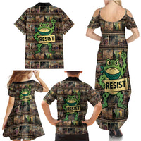 Resist Frog Family Matching Summer Maxi Dress and Hawaiian Shirt Protest Free Portland LT05