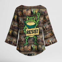 Resist Frog Kimono Sleeve Blouse Protest Free Portland LT05