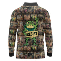 Resist Frog Long Sleeve Polo Shirt Protest Free Portland LT05