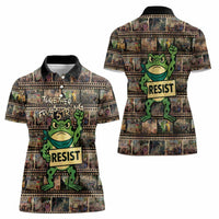 Resist Frog Women Polo Shirt Protest Free Portland LT05