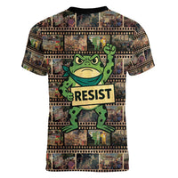 Resist Frog Women V-Neck T-Shirt Protest Free Portland LT05