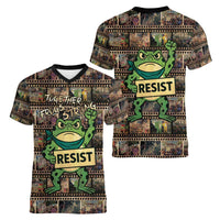 Resist Frog Women V-Neck T-Shirt Protest Free Portland LT05
