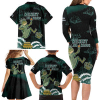 Frogs Against Fascism Family Matching Long Sleeve Bodycon Dress and Hawaiian Shirt No Kings Funny Portland Frog Protest - Wonder Print Shop