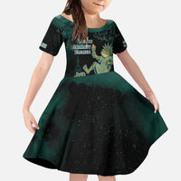 Frogs Against Fascism Family Matching Off The Shoulder Long Sleeve Dress and Hawaiian Shirt No Kings Funny Portland Frog Protest - Wonder Print Shop
