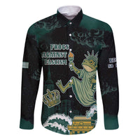 Frogs Against Fascism Family Matching Off The Shoulder Long Sleeve Dress and Hawaiian Shirt No Kings Funny Portland Frog Protest - Wonder Print Shop