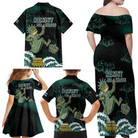 Frogs Against Fascism Family Matching Off Shoulder Maxi Dress and Hawaiian Shirt No Kings Funny Portland Frog Protest - Wonder Print Shop